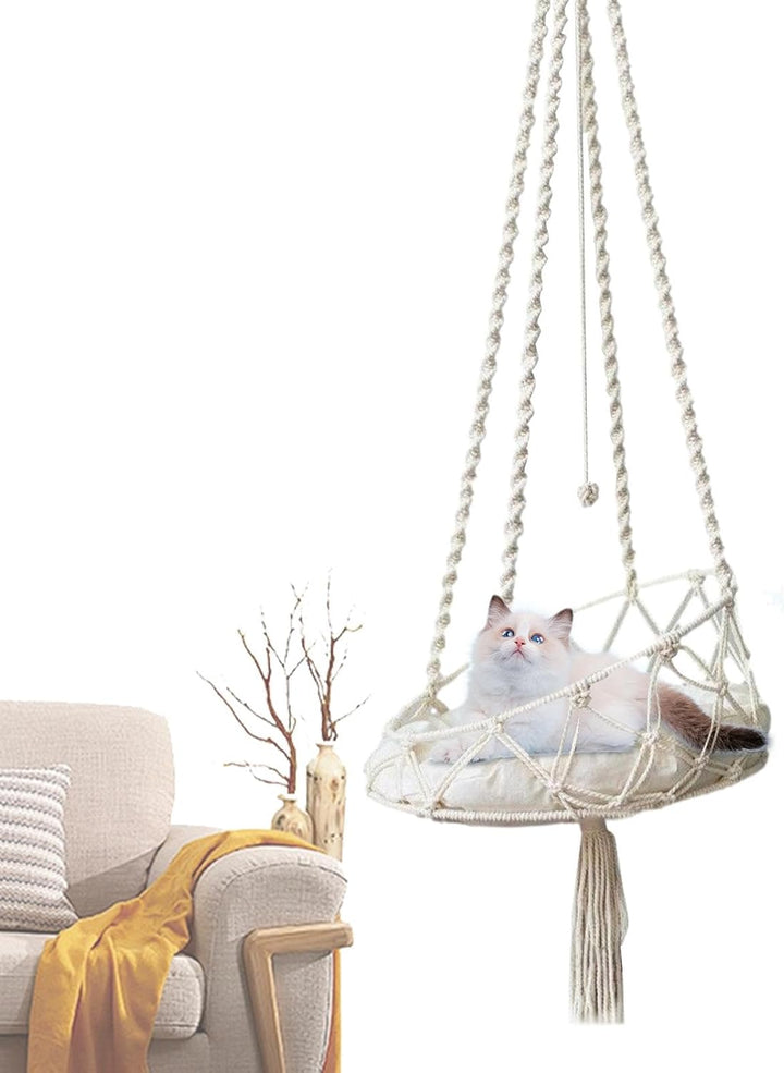 40x90cm Katzen-Hängemattenbett, Katzenschaukelbett, Katzenschaukel-Hängematte, Makramee-Katzenbett,