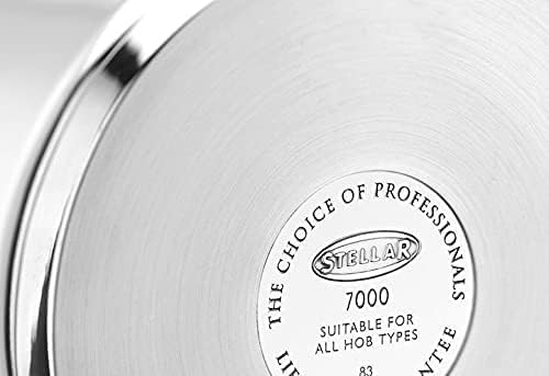 Stellar Profile 24 cm Suppentopf – 7 l Edelstahl- Kochtopf Induktion mit Zwei Griffen – Spülmaschine