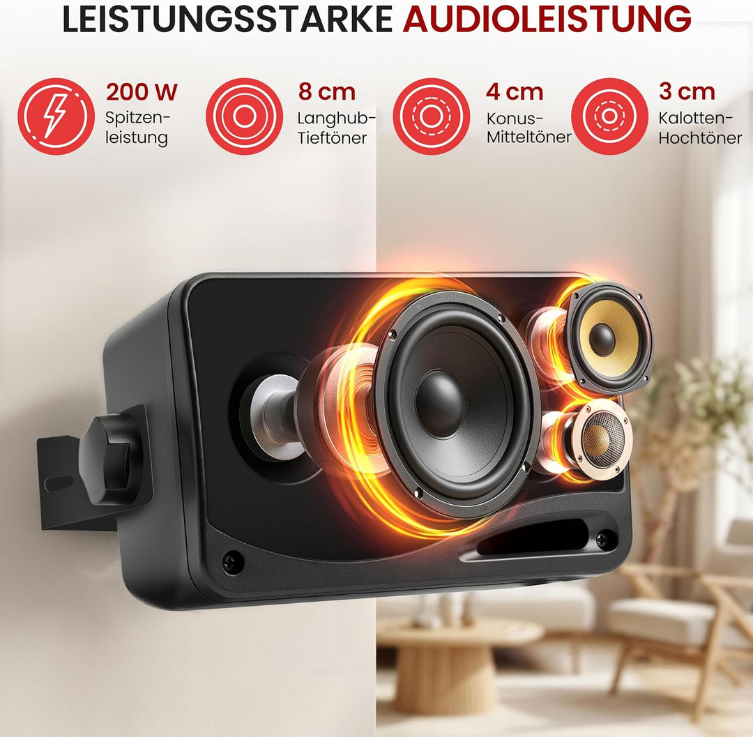 Pyramid 2022SX Lautsprechersystem für Lastwagen (200 W, 3-Wege-Lautsprecher, Mini-Boxen)