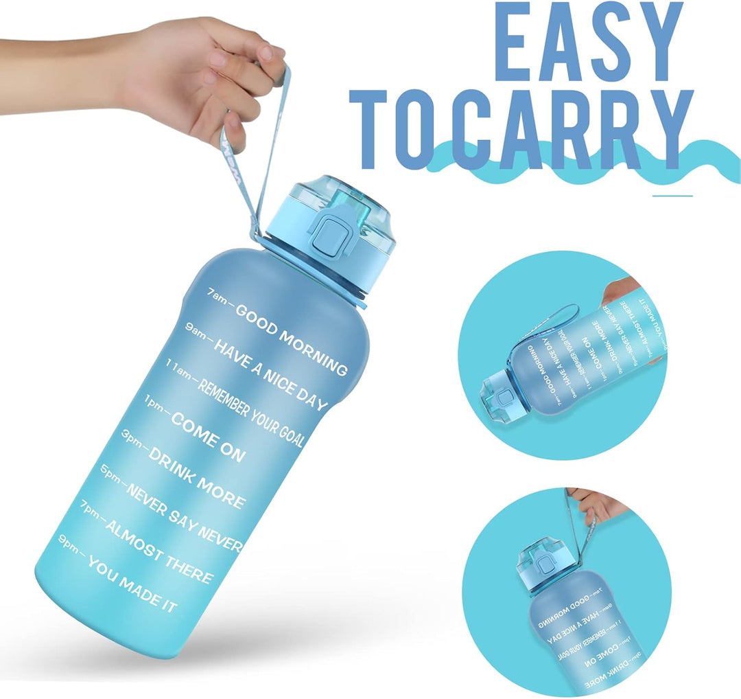 2 Liter Trinkflasche [BPA Frei Tritan], 2L Sportflasche mit Zeitmarkierung und Fruchtfilter, 2000ml