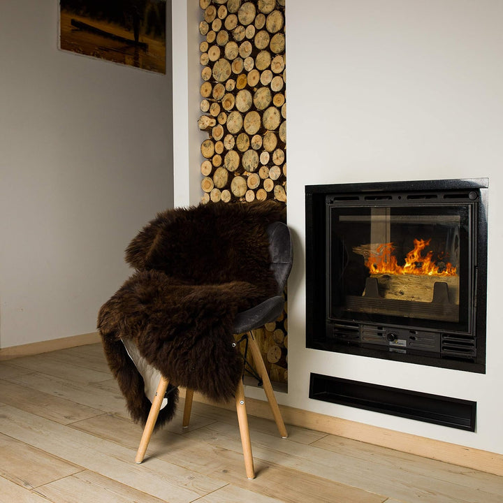 Cakla Lammfell Echt 100-110 cm - Schaffell Echt Gross - Fellteppich Braun - Weich und Flauschig - Fe
