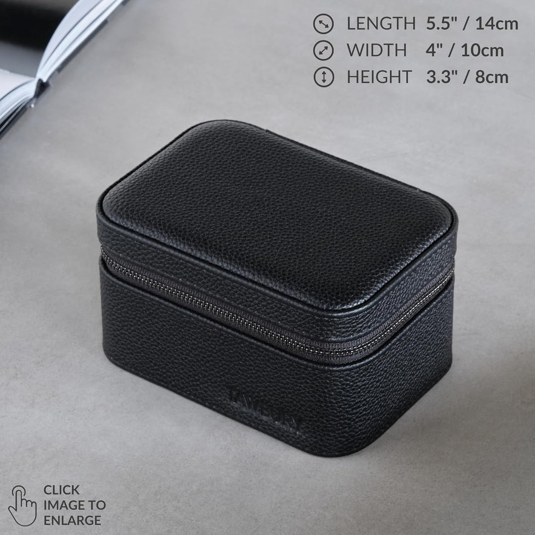 TAWBURY Leder-Uhrenetui für Reisen - Uhrenbox zum Reisen Leder | Uhrenbox Leder Schwarz | Uhrenkaste