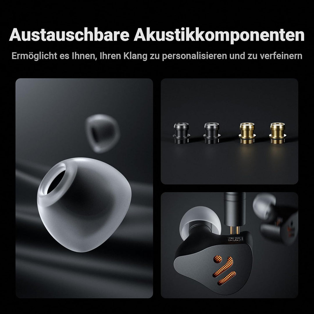 Fosi Audio IM4 Offene Hi-Fi-In-Ear-Monitor-Kopfhörer, 10-mm-Beryllium-Treiber, N52-Doppelmagnet und