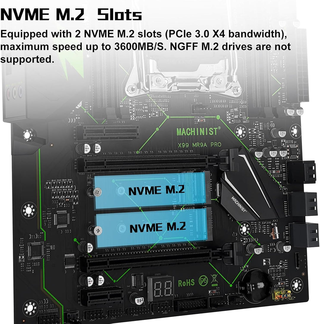 MACHINIST LGA 2011-V3 ATX Motherboard, X99 Gaming Motherboard mit Self-Check-Karte (Intel 5th/6th Ge