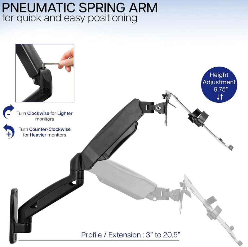 VIVO Mount-V001GL Laptop-Wandhalterung, höhenverstellbar, pneumatisch, verlängerter Arm, voll bewegl