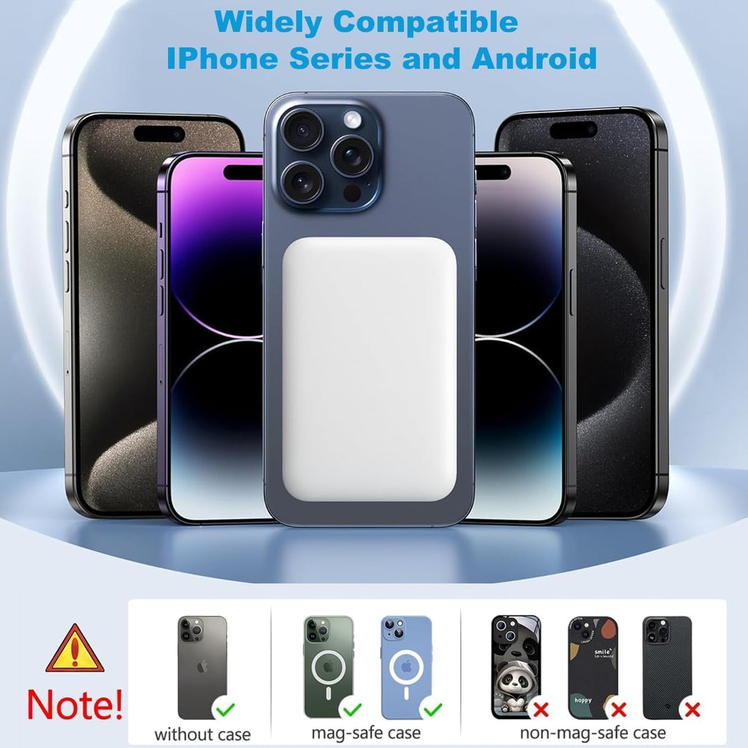Powerbank für iPhone, Magnetische Wireless Power Bank 10000mAh Schnellladefunktion Ladegerät, Kabell