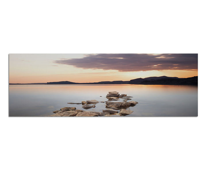 Paul Sinus Art Panoramabild auf Leinwand und Keilrahmen 150x50cm Krim Wasser Steine Landschaft