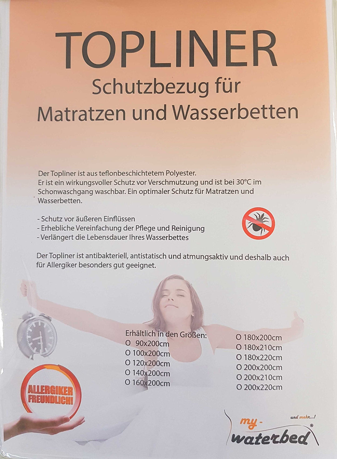my-waterbed Topliner Capliner Schonbezug Protector Staubschutz für Wasserbetten Matratzen (200x220cm