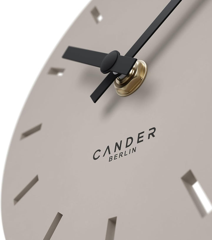 Cander Berlin MNU 2515 P Tischuhr lautlos ohne Ticken 15 cm analog batteriebetrieben warmgrau modern