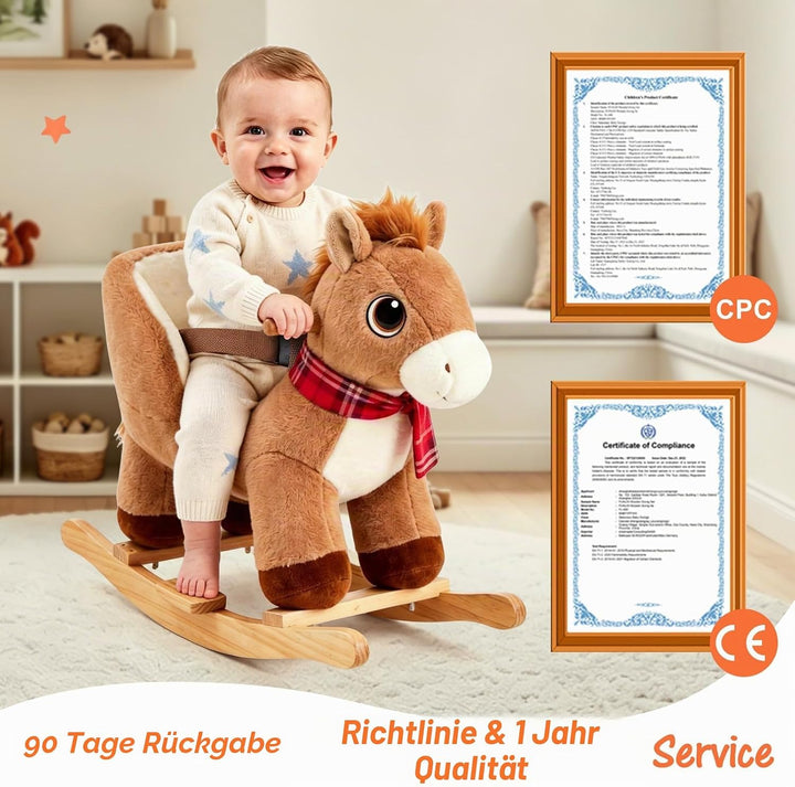 FUNLIO Pony Schaukelpferd für Kleinkinder von 6 Monaten bis 3 Jahren, niedliches Baby-Schaukelpferd