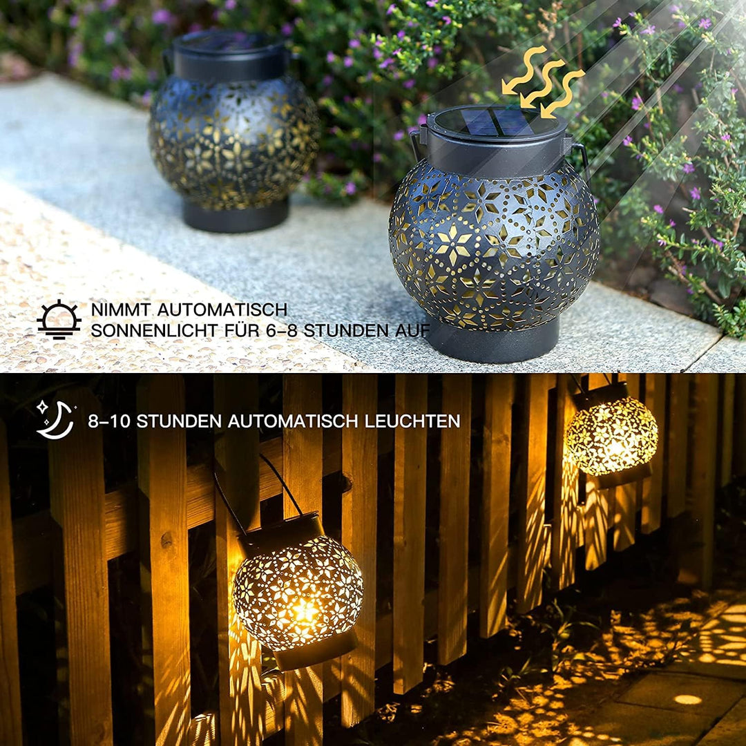 Geschenk für Frauen, 4 Stück Solarlampen für Aussen Garten, Orientalische Solarlaterne für Aussen IP