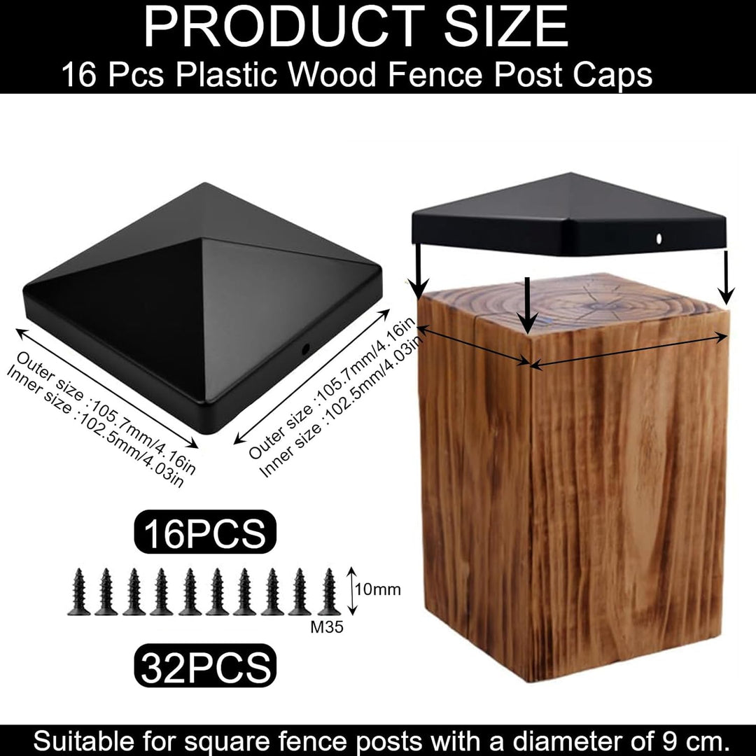 16 Stück Pfostenkappe 100mm*100mm Pfostenkappen Zaunkappen Kappen für Holzpfosten Deck Pfosten Pfost