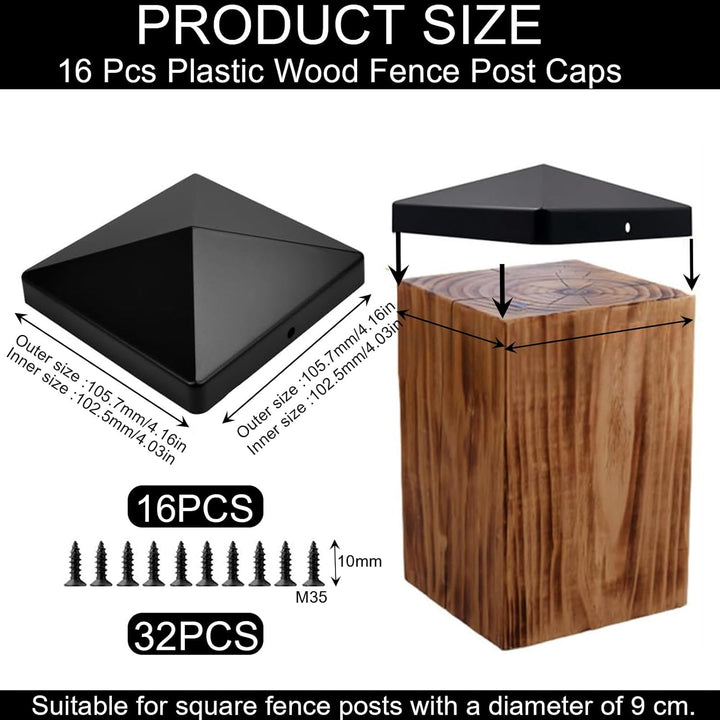16 Stück Pfostenkappe 100mm*100mm Pfostenkappen Zaunkappen Kappen für Holzpfosten Deck Pfosten Pfost