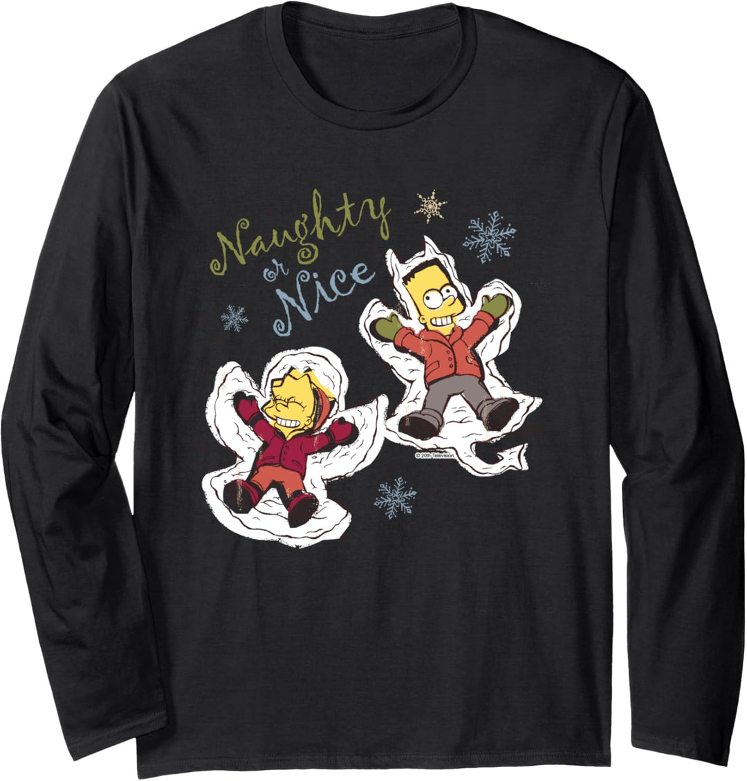 The Simpsons Bart and Lisa Christmas Holiday Naughty or Nice Langarmshirt