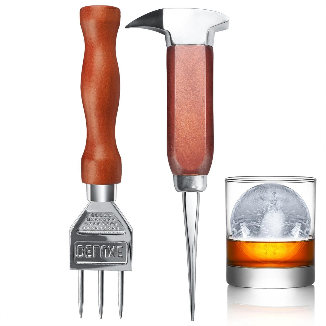 Eisspiess-Set mit 5,1 cm und 17,2 cm Edelstahl-Eiszerkleinerer mit Holzgriff, japanischer Stil, idea