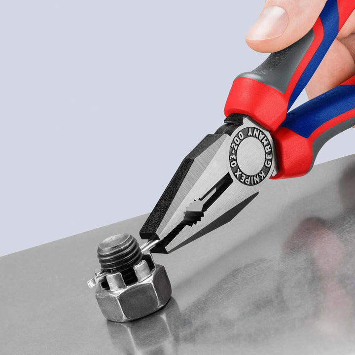 Knipex Kombizange schwarz atramentiert, mit Mehrkomponenten-Hüllen 200 mm 03 02 200 200 mm atramenti