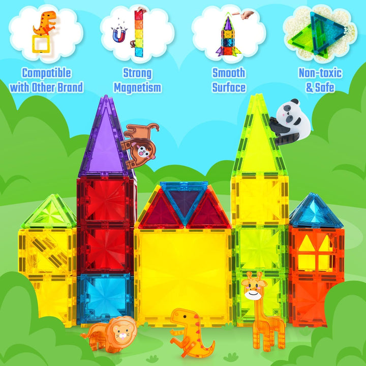 Theefun Magnetische Bausteine 110 Teile, Magnetbausteine Magnetspielzeug Magnet Spielzeug für Kinder