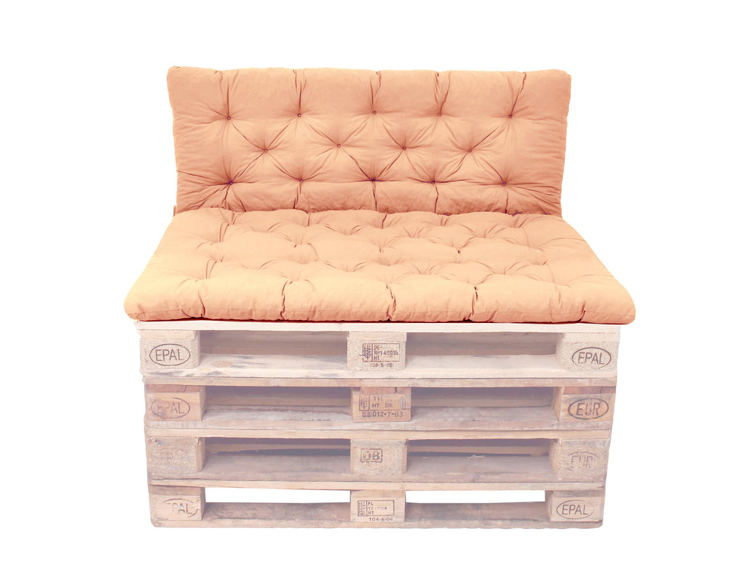 Ambientehome Palettenkissen mit Rückenlehne, beige, Sitzpolster 120 x 80, Rückenkissen 120 x 60 cm,