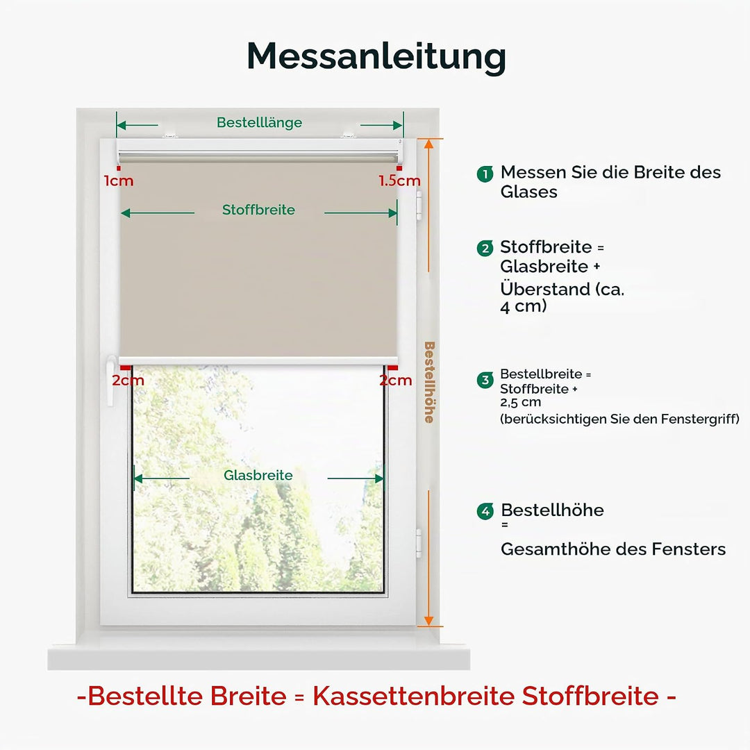Allesin Elektrische Rollos mit Fernbedienung, Creme Verdunklungsrollo, B65 x H120 cm Creme, Klemmträ