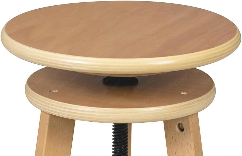 Paintersisters Höhenverstellbarer Malhocker aus Buchenholz – Ideal für Künstler, Küche, Büro, Atelie