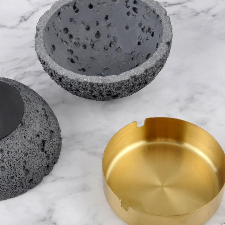 Mode-Mülleimer, Beton+Innenzylinder aus Metall Leicht zu Reinigen (Dunkelgrau), Dunkelgrau