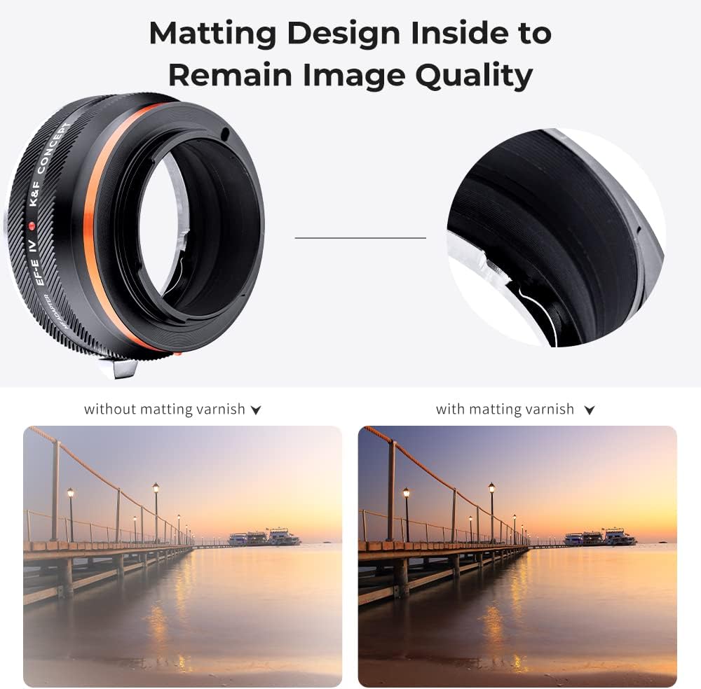 K&F Concept Lens Mount Adapter EOS-NEX IV IV Manueller Fokus Kompatibel mit Canon (EF/EF-S) Objektiv