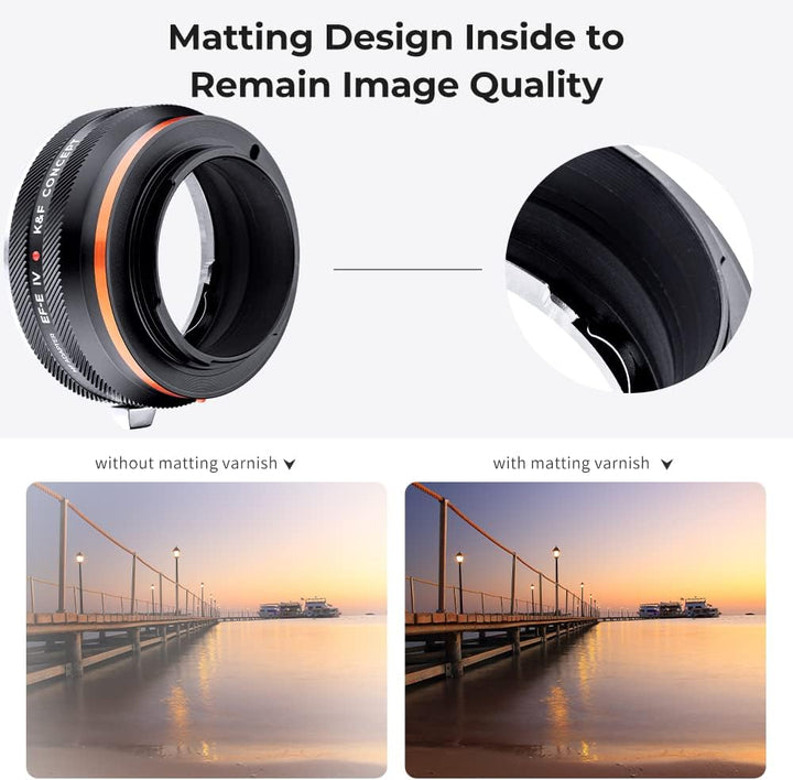 K&F Concept Lens Mount Adapter EOS-NEX IV IV Manueller Fokus Kompatibel mit Canon (EF/EF-S) Objektiv