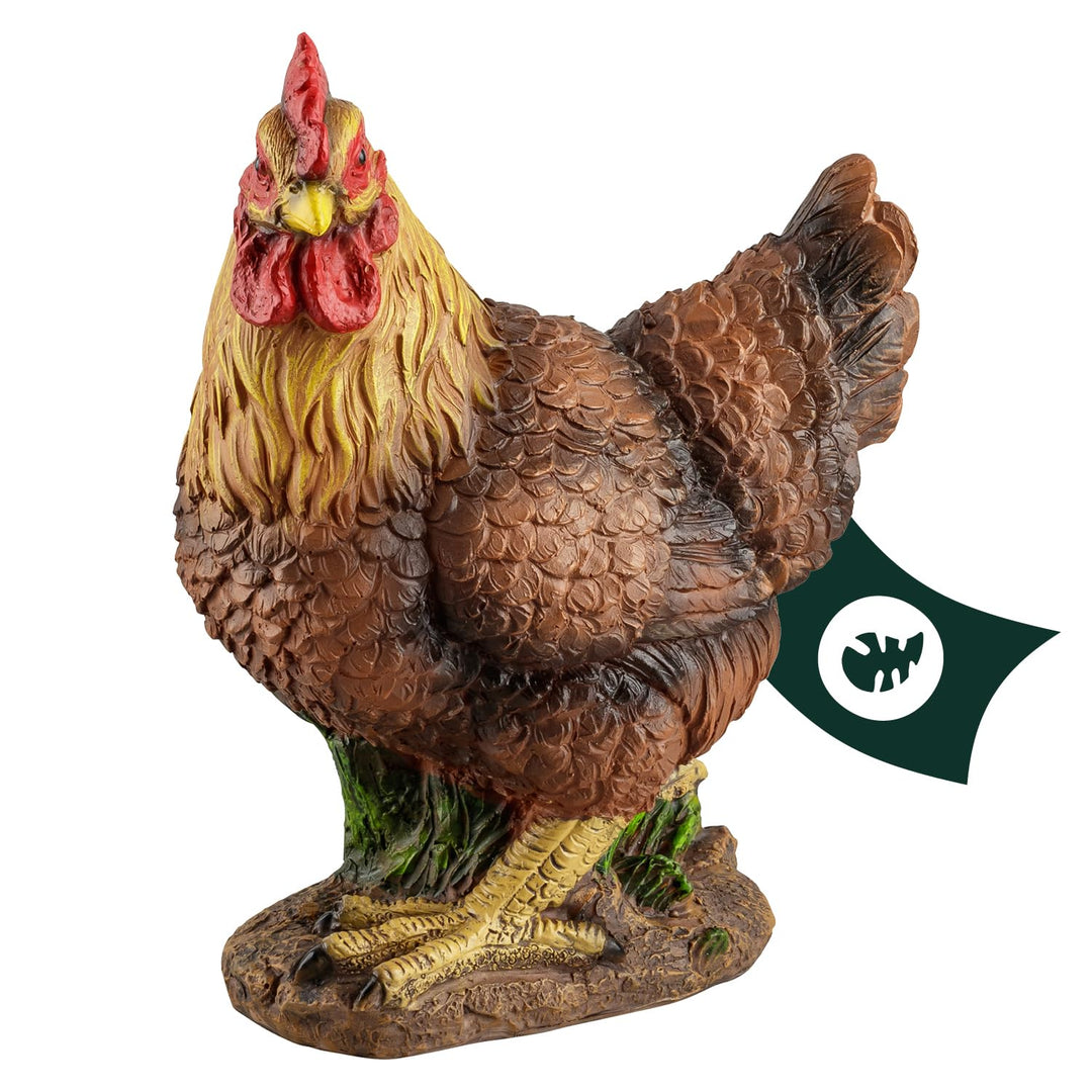VERDOBA Garten Figur Huhn aus Kunstharz, braun, handbemalt - Henne Dekofiguren Garten Deko Gartenfig