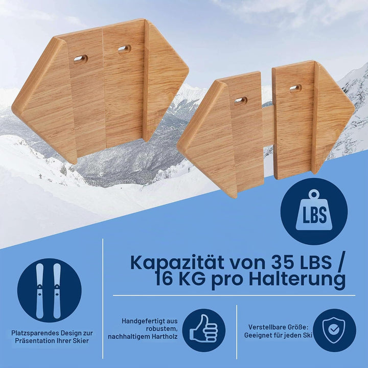Hang 11 Ski-Wandhalterung – Hartholz Skiaufhänger für Wand, Skihalter für Wand, Skihalterung Wand, S
