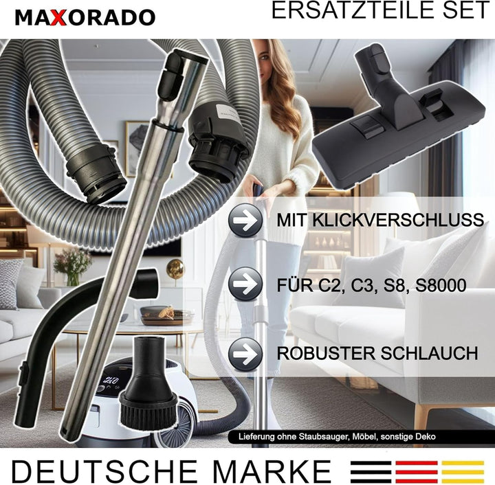 Bodendüse + Rohr + Griff + Schlauch kompatibel mit Miele S8340 S8320 S8310 S8350 S8360 S8370 S8380 S