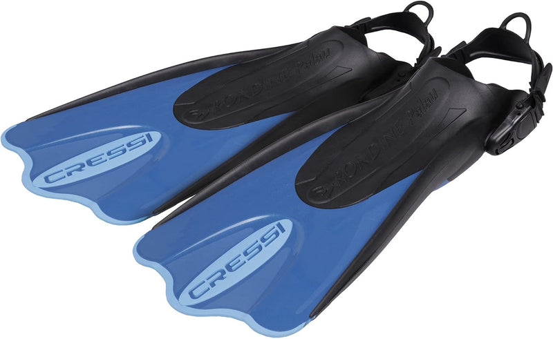 Cressi Palau Saf Fins Einstellbare Kurze Flossen zum Schwimmen und Schnorcheln Blau/Hellblau L-XL, B