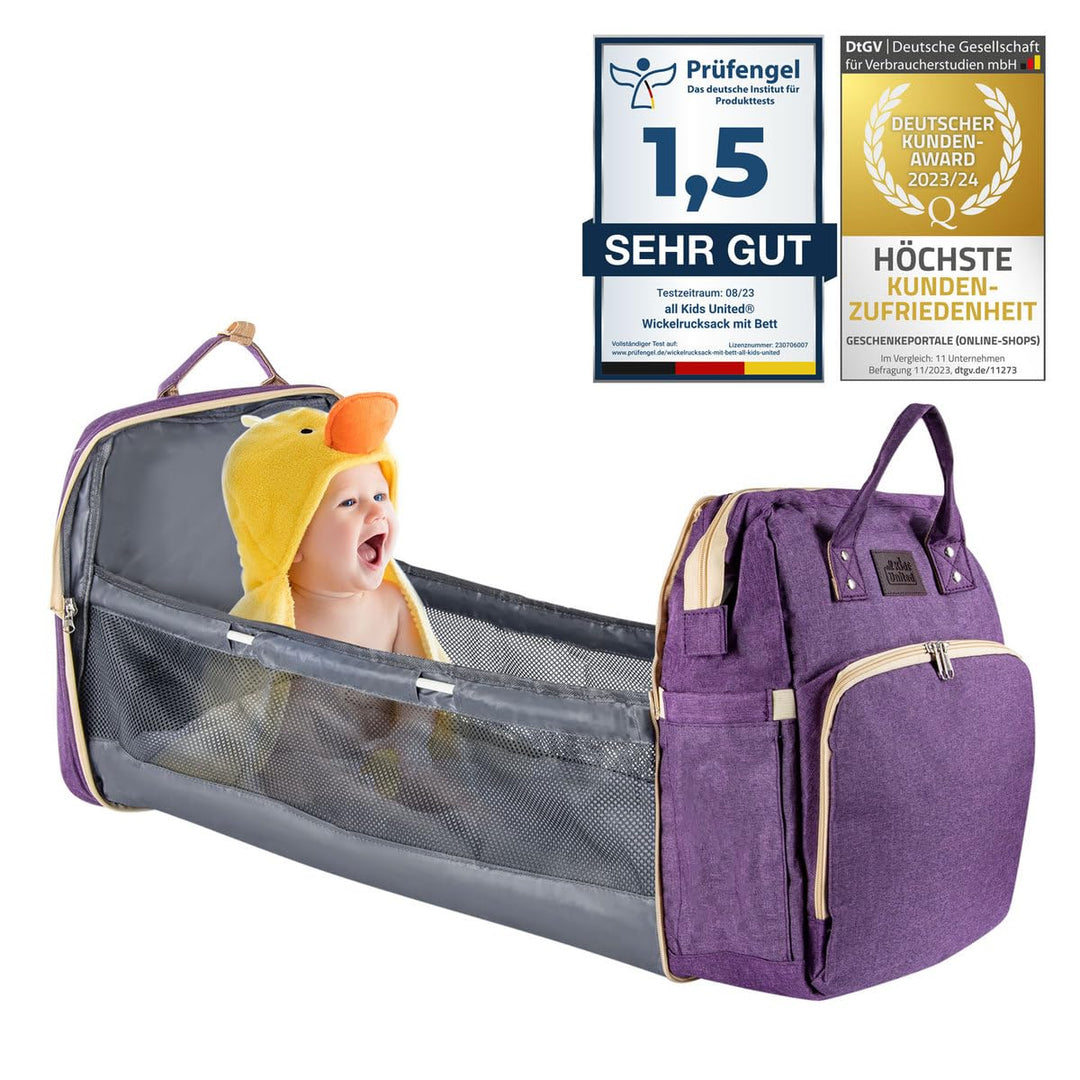 all Kids United® Baby Wickelrucksack Deluxe mit Kinderbett - Babytasche Wickeltasche Set: Baby-Rucks