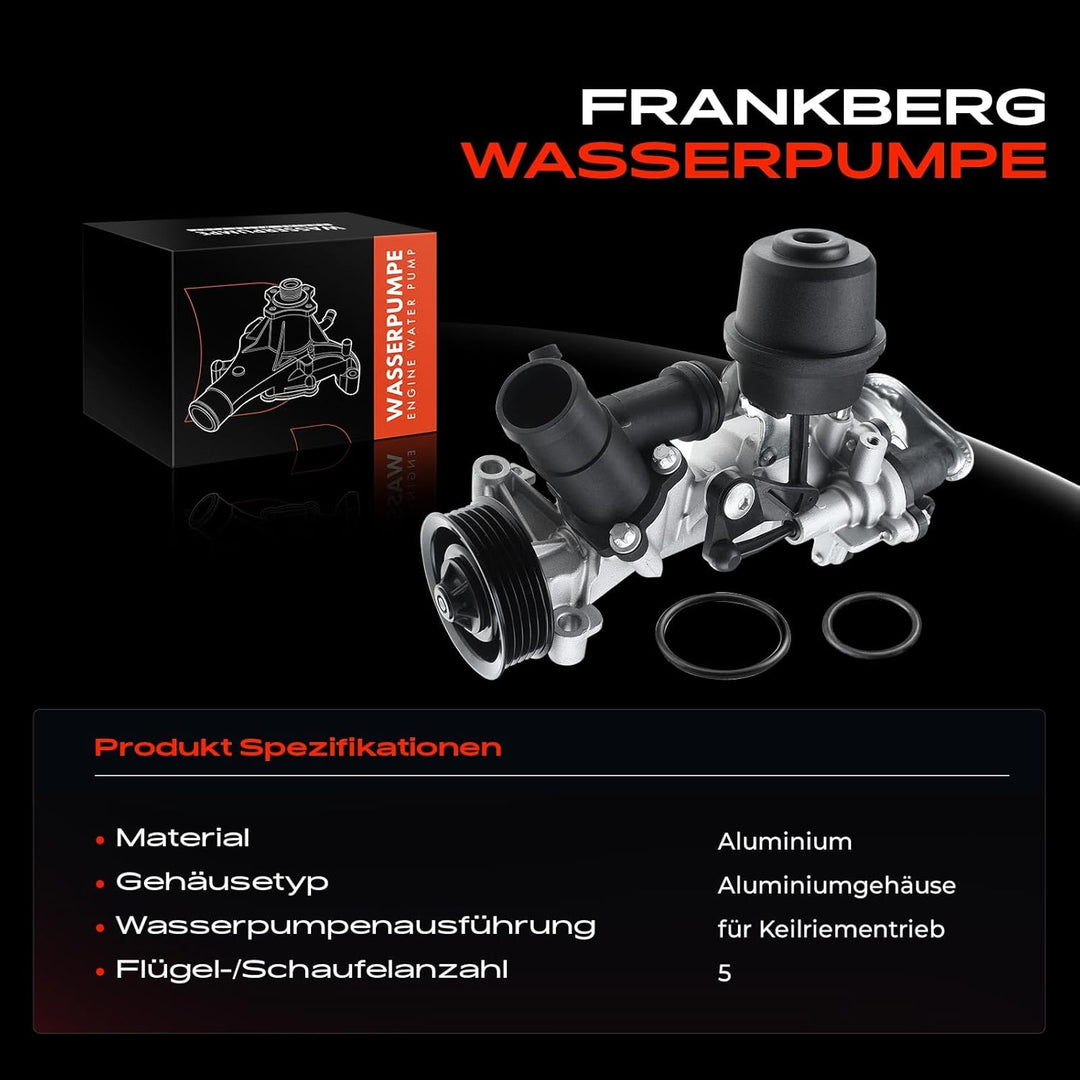 Frankberg Wasserpumpe Kompatibel mit A-Klasse W176 1.6L-2.0L 2012-2018 B-Klasse W246 1.6L-2.0L 2011-