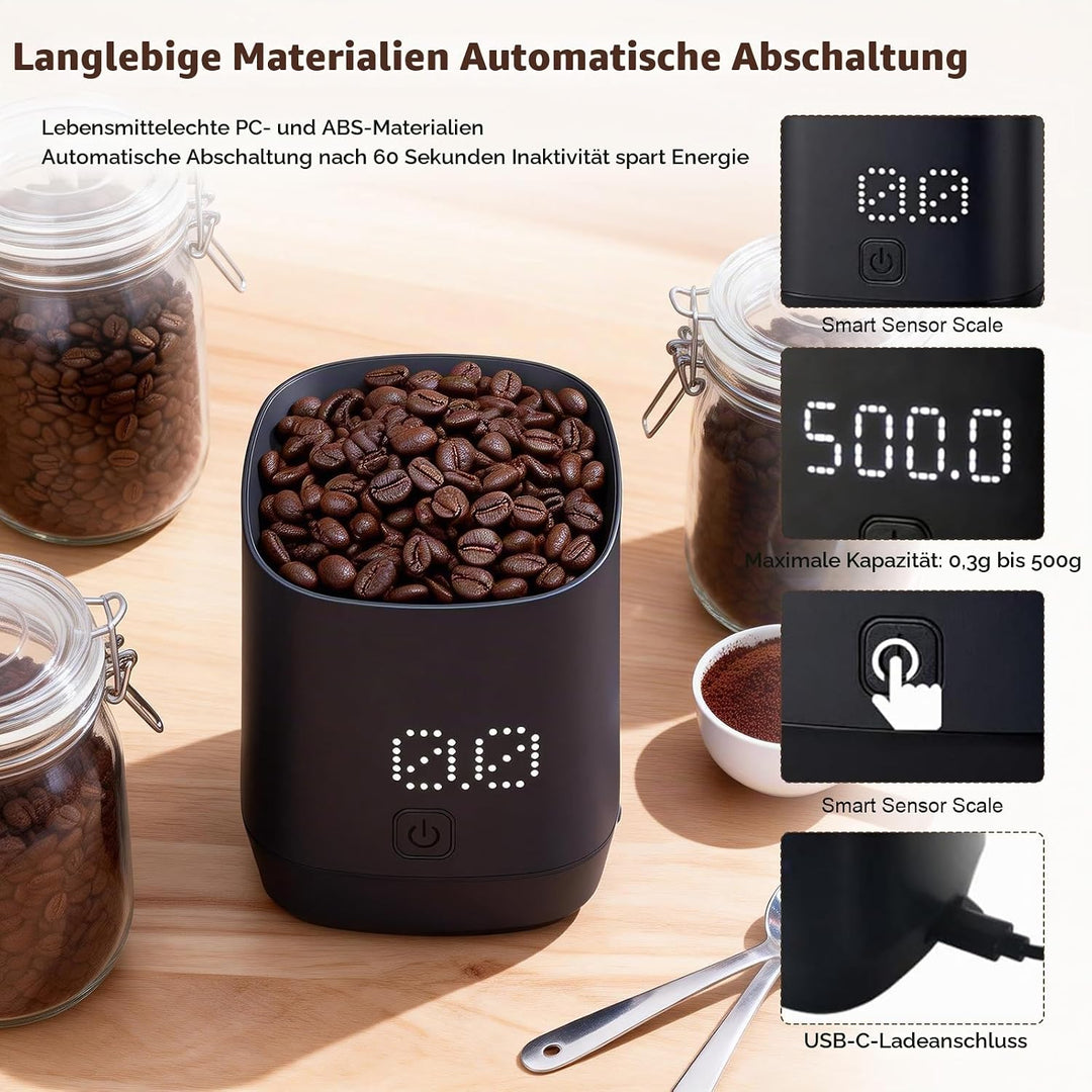 Digitales Dosierbecher mit LED-Display,Kaffee Waage Digital,Type-C Wiederaufladbare Espresso Waage m