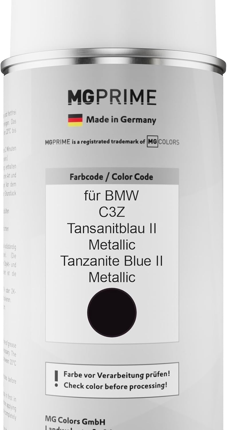 MG PRIME Autolack 2K Spraydosen Set für BMW C3Z Tansanitblau II Metallic/Tanzanite Blue II Metallic