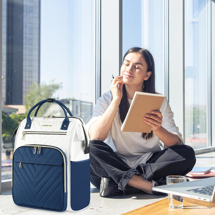 VANKEAN 15.6 Zoll Laptop-Rucksack für Damen Herren,Beige-Haze-Blau | Computer-Arbeitstasche,Grosse K