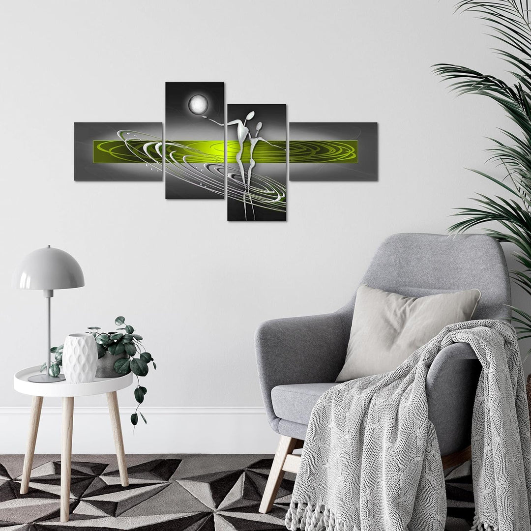 Runa Art Bild Modern Abstrakt Figuren - Made in Germany - Wandbilder Liebespaar Grün Grau 4 Teilig 3