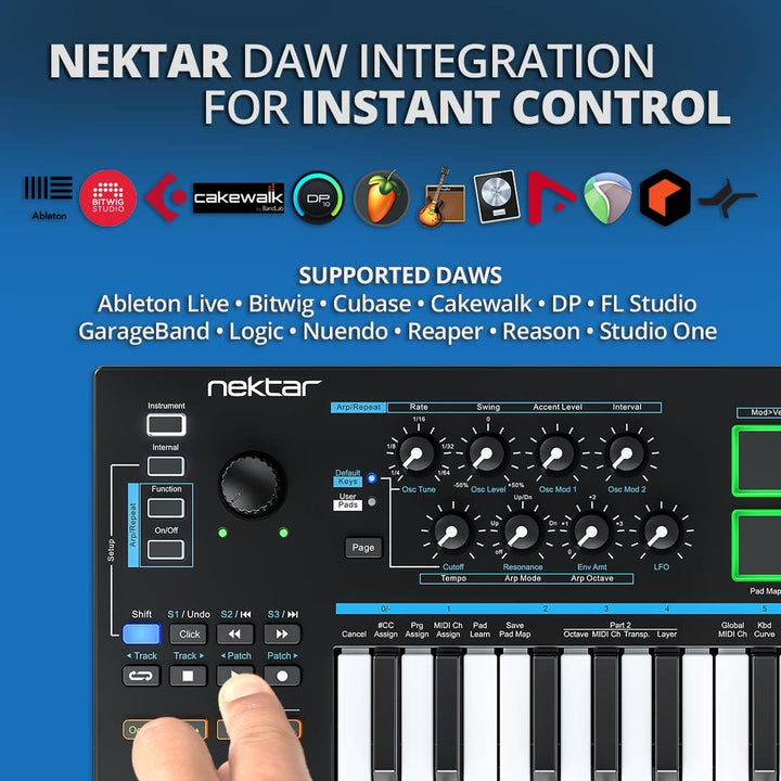 Nektar Impact LX Mini | USB MIDI Controller Keyboard with Nektar DAW Integration, Black