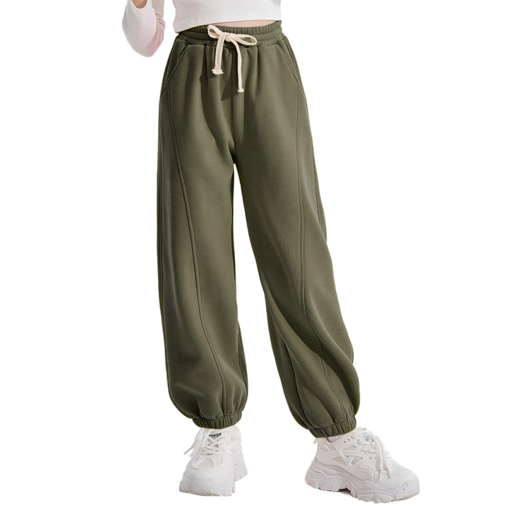 Rolanko Jogging Hose für Mädchen, Baumwoll Fleece Sport Joggers Trainingsanzug mit Mehreren Taschen