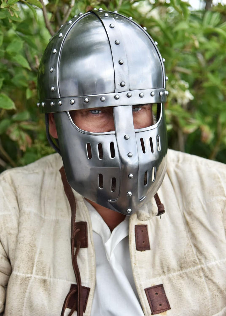 Ulfberth Hochmittelalter Spangenhelm mit Gesichtsplatte, Gr. M schaukampftauglich