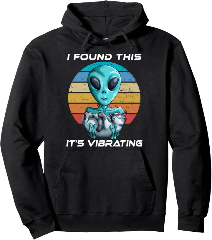 Retro Ich fand das es ist vibrierende Vintage Katzen Aliens Pullover Hoodie