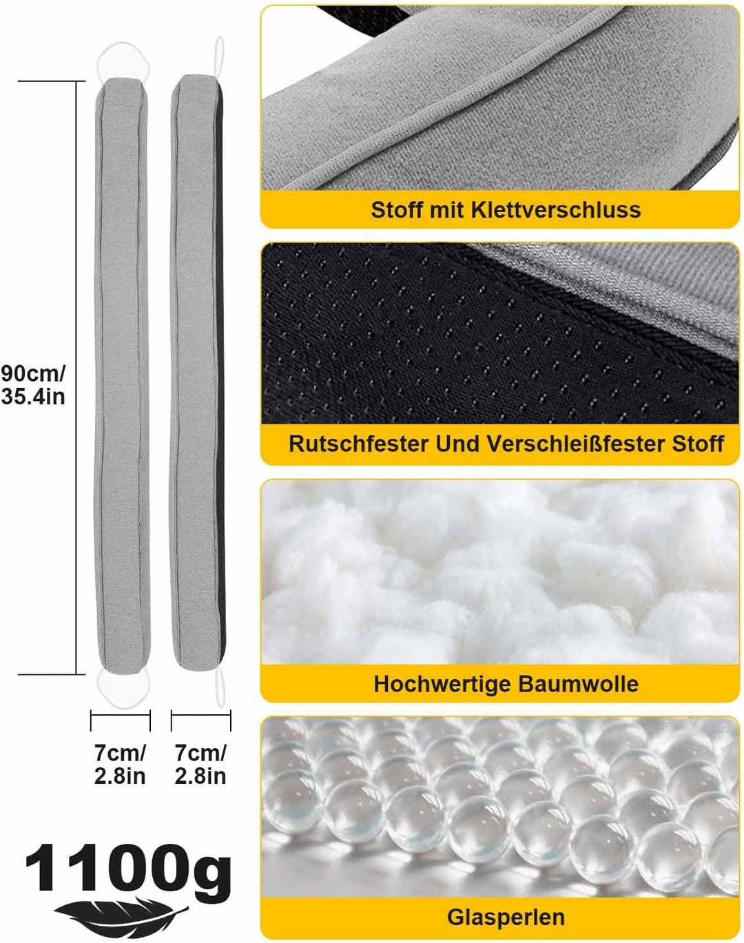Zugluftstopper für Türen, 90cm Zugluftstopper Fenster, 1.1KG Schwerer Windstopper, Anti-Rutsch Türzu