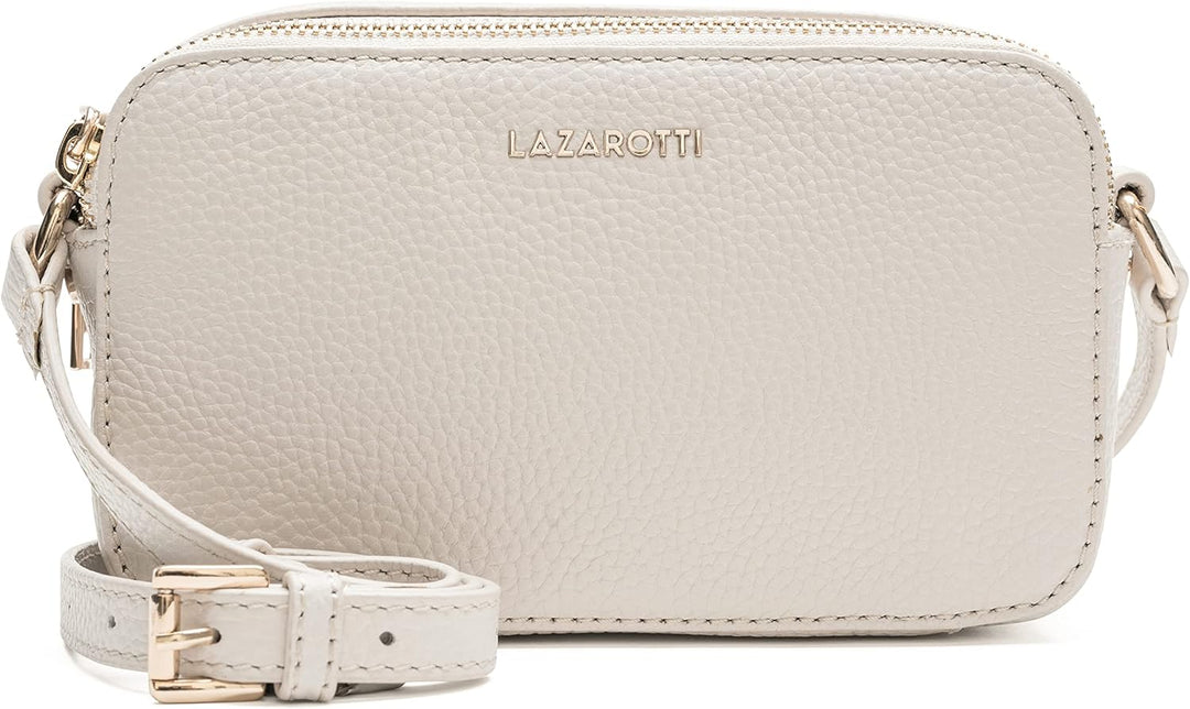 Lazarotti Bologna Leder Umhängetasche Damen | 2 Hauptfächer & längenverstellbarer Schulterriemen | m