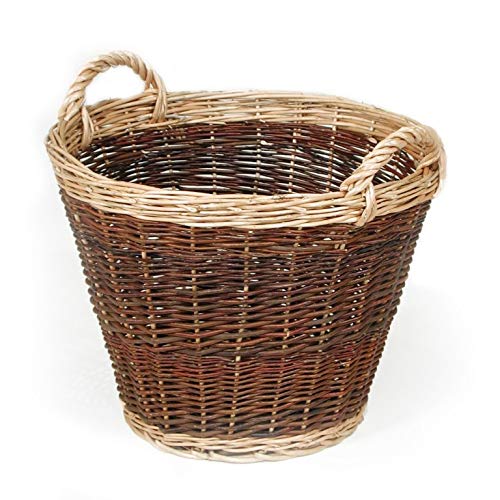 WEIDENPROFI Weidenkorb, Holzkorb zweifarbig aus Weide, rund mit Henkel - Grösse: Ø 37-55 x 33 cm hoc