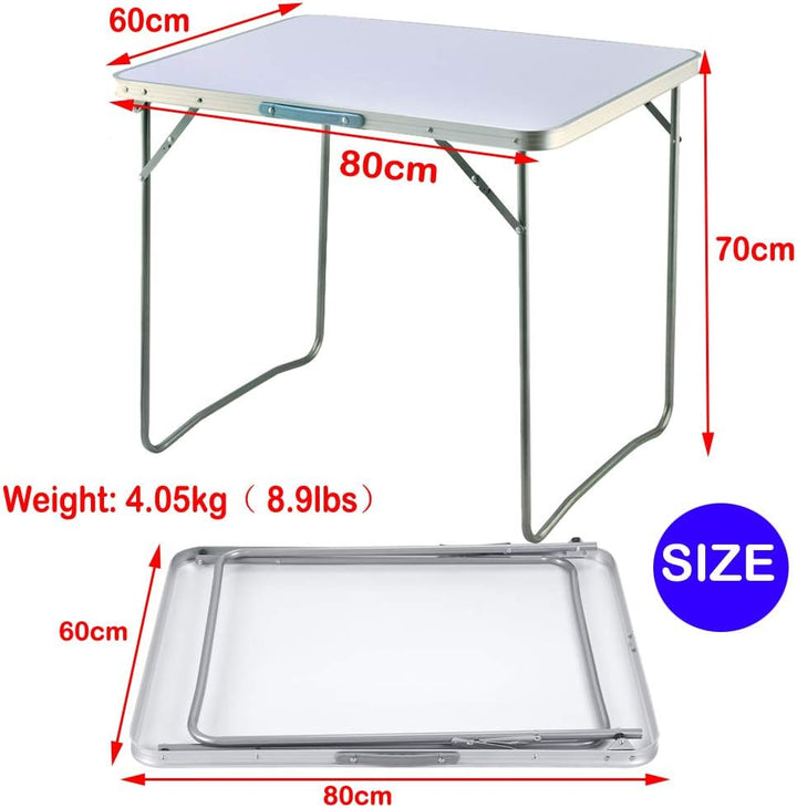 AUTOFU Klapptisch, 80 cm, tragbarer, faltbarer kleiner Tisch mit Tragegriff, quadratisch, Camping-Pi