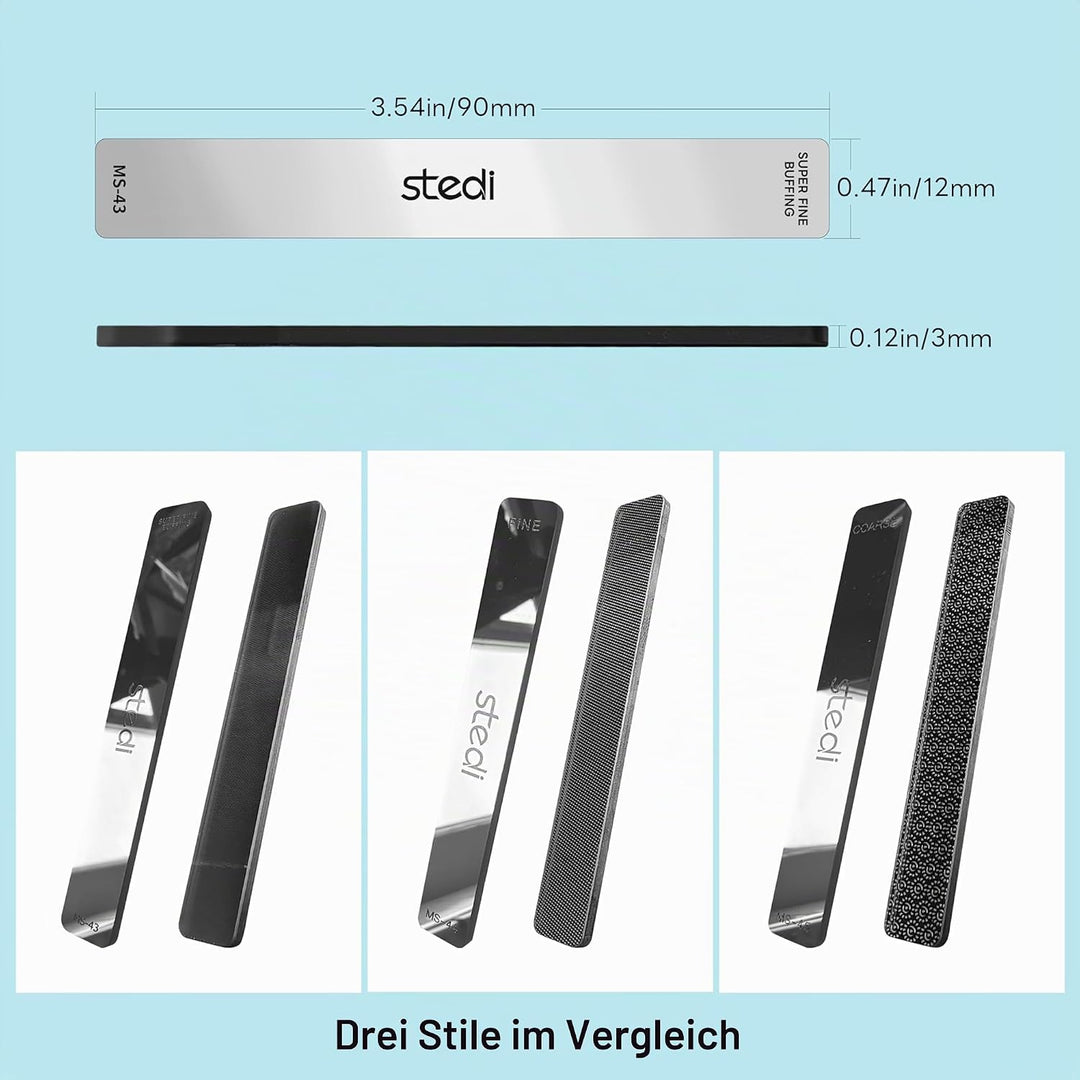 stedi Hobby Model Polierwerkzeuge 3 PCS, Ultimative Präzisions-Glaspolierfeilen, #320-400 Grit, #400