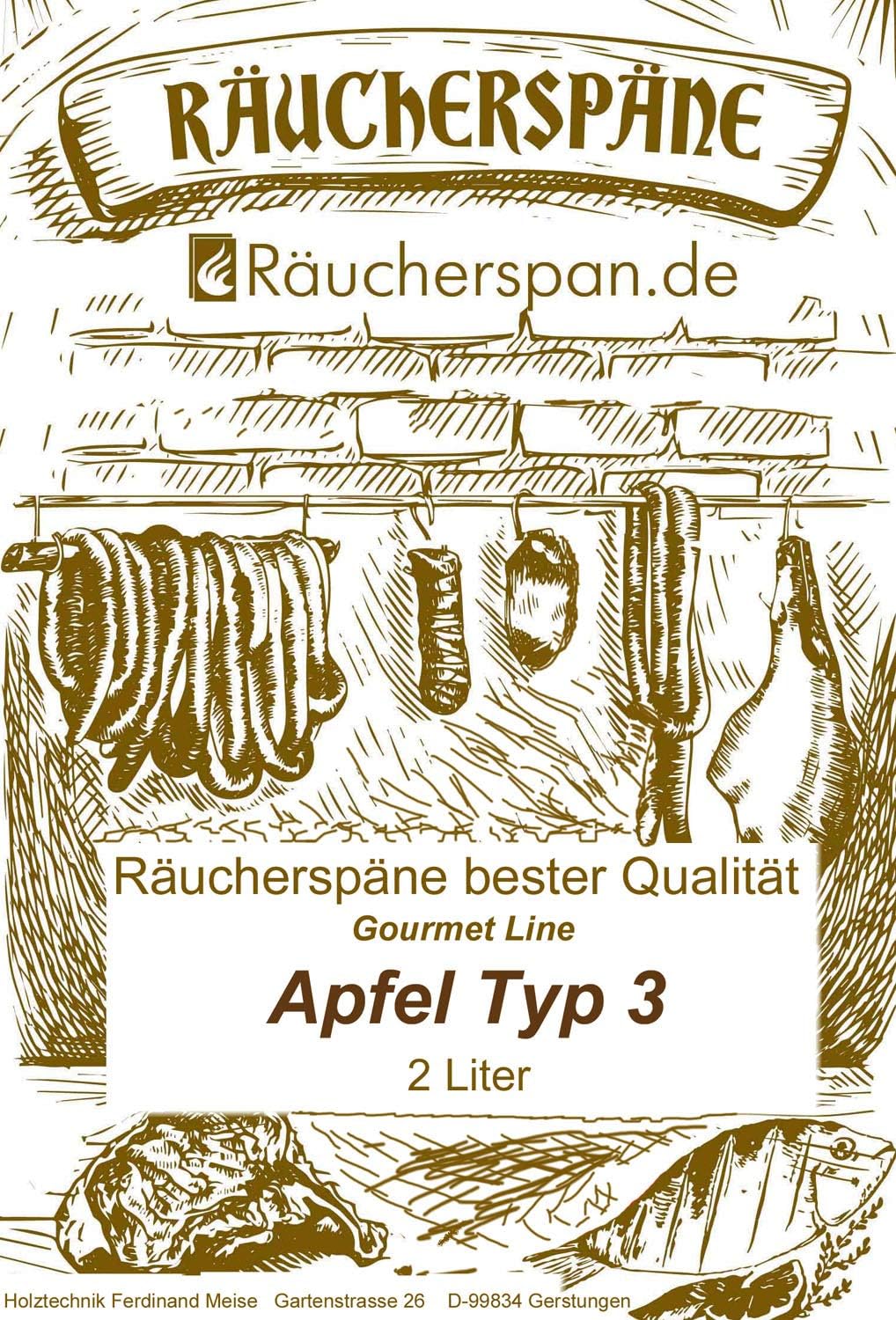 Räucherspan.de - Räuchermehl aus Apfel-Holz 2 L- feine Späne 0,3-1mm Sparbrand geeignet Apfel - 2 L