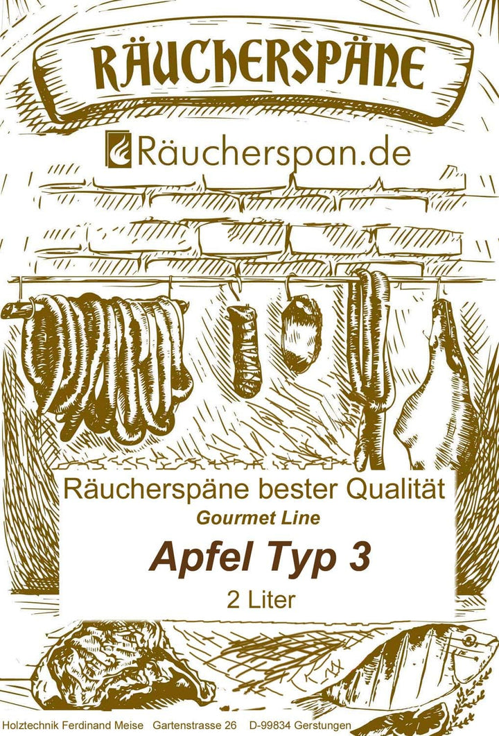 Räucherspan.de - Räuchermehl aus Apfel-Holz 2 L- feine Späne 0,3-1mm Sparbrand geeignet Apfel - 2 L