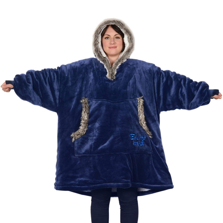 Snug Rug Blau Eskimo Decke mit Ärmel Pullover Decken-Kapuzenpullover Übergrosse Sweatshirt Hoodie Ku