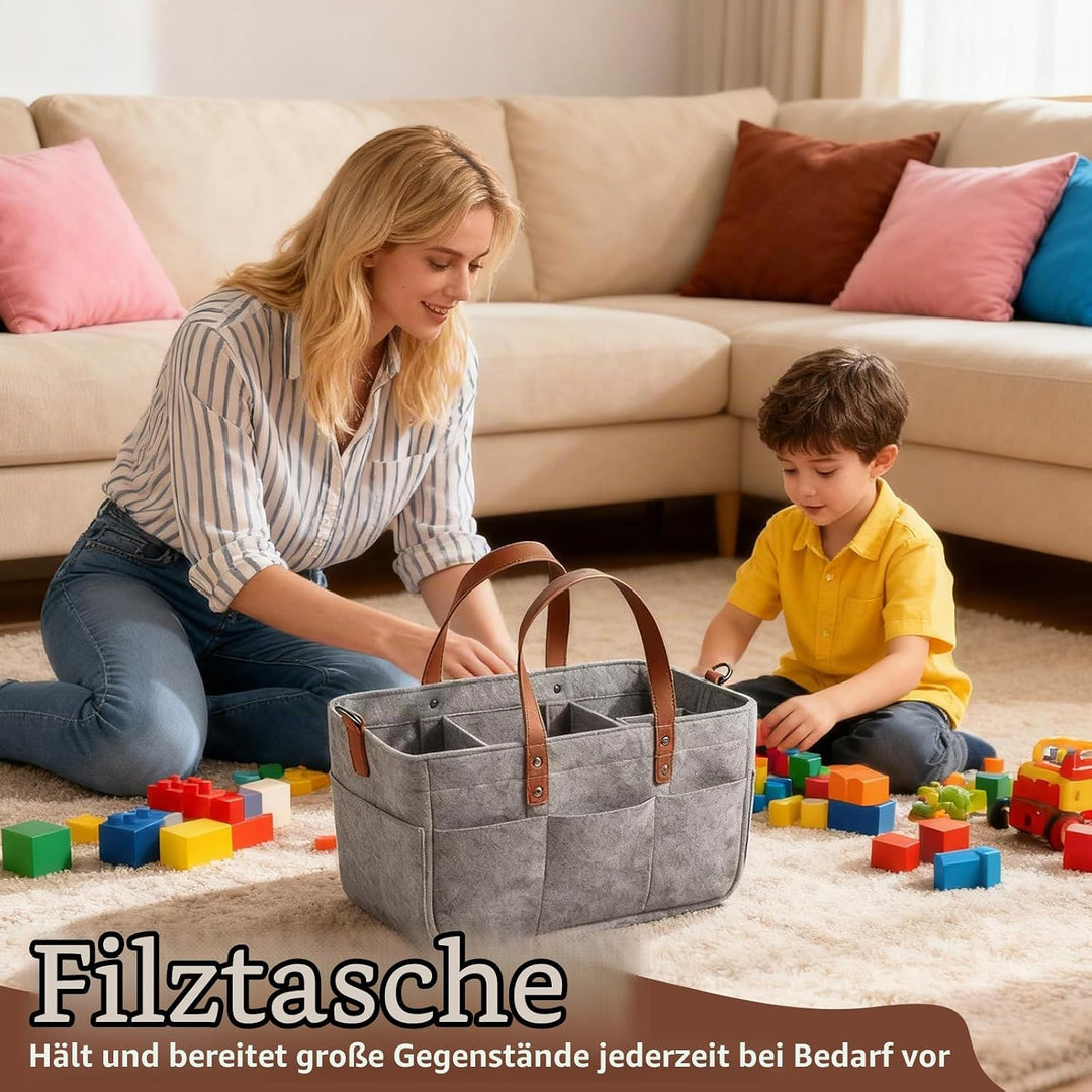 Filztasche Storage Faltbar, 16L Filztaschen Einkaufstasche mit Fächern Filztaschestorage Faltbar Fil
